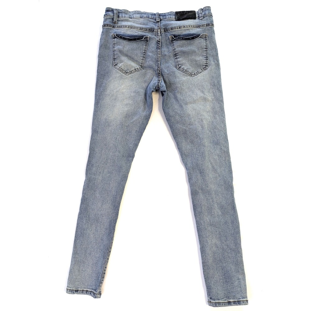TR Premium Skinny Fit Distressed Jeans Light Wash Mens 34x30 Ripped Denim - Picture 2 of 5